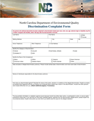 Document preview: Discrimination Complaint Form - North Carolina