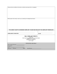Discrimination Complaint Form - North Carolina, Page 3