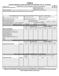 Form B &quot;Application for Air Permit to Construct/Operate - Specific Emission Source Information (Required for All Sources)&quot; - North Carolina