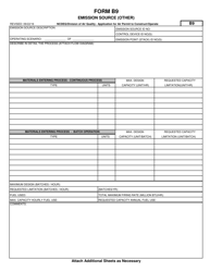Form B9 &quot;Application for Air Permit to Construct/Operate - Emission Source (Other)&quot; - North Carolina