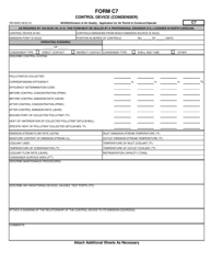 Form C7 &quot;Application for Air Permit to Construct/Operate - Control Device (Condenser)&quot; - North Carolina
