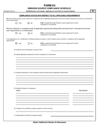 Document preview: Form E4 Application for Air Permit to Construct/Operate - Emission Source Compliance Schedule - North Carolina