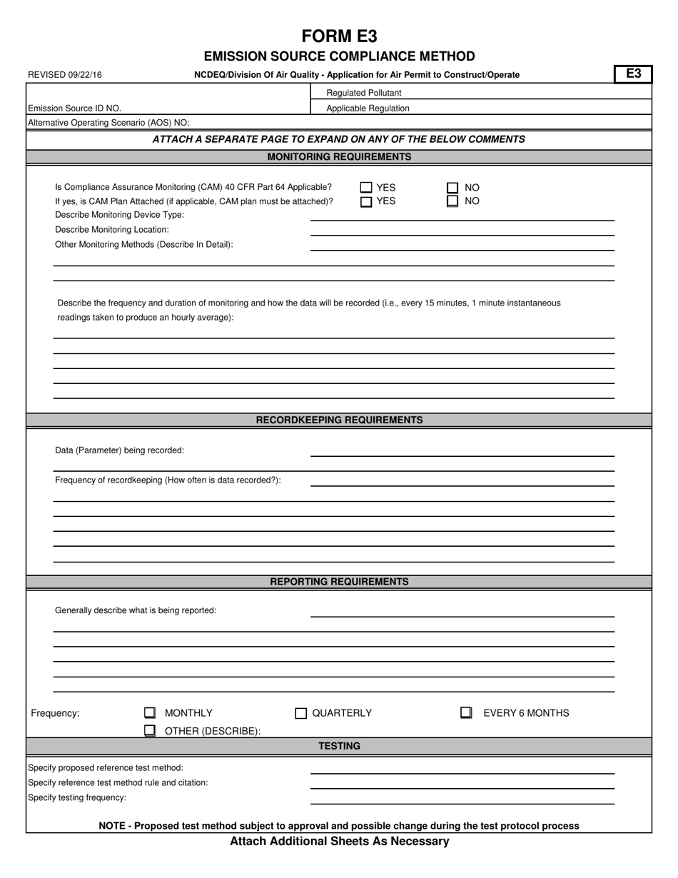 Form E3 - Fill Out, Sign Online And Download Fillable Pdf, North 