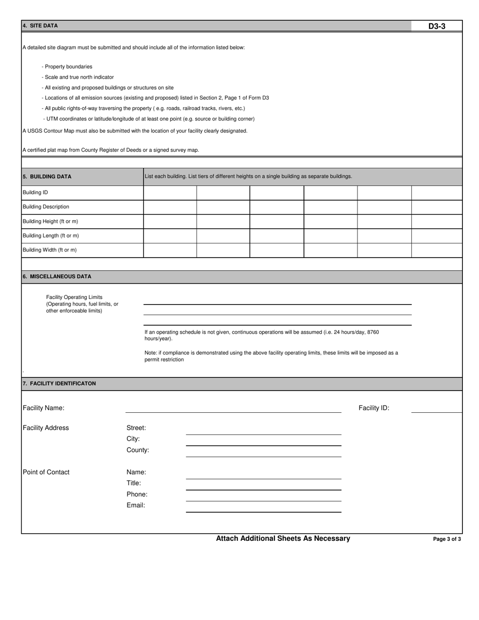Form D3 Application for Air Permit to Construct / Operate - Modeling Request Forms - North Carolina, Page 3