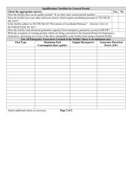 General Permit Application Form for Emergency Generators - North Carolina, Page 2