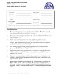 Permit Application Form Cotton Ginning - North Carolina