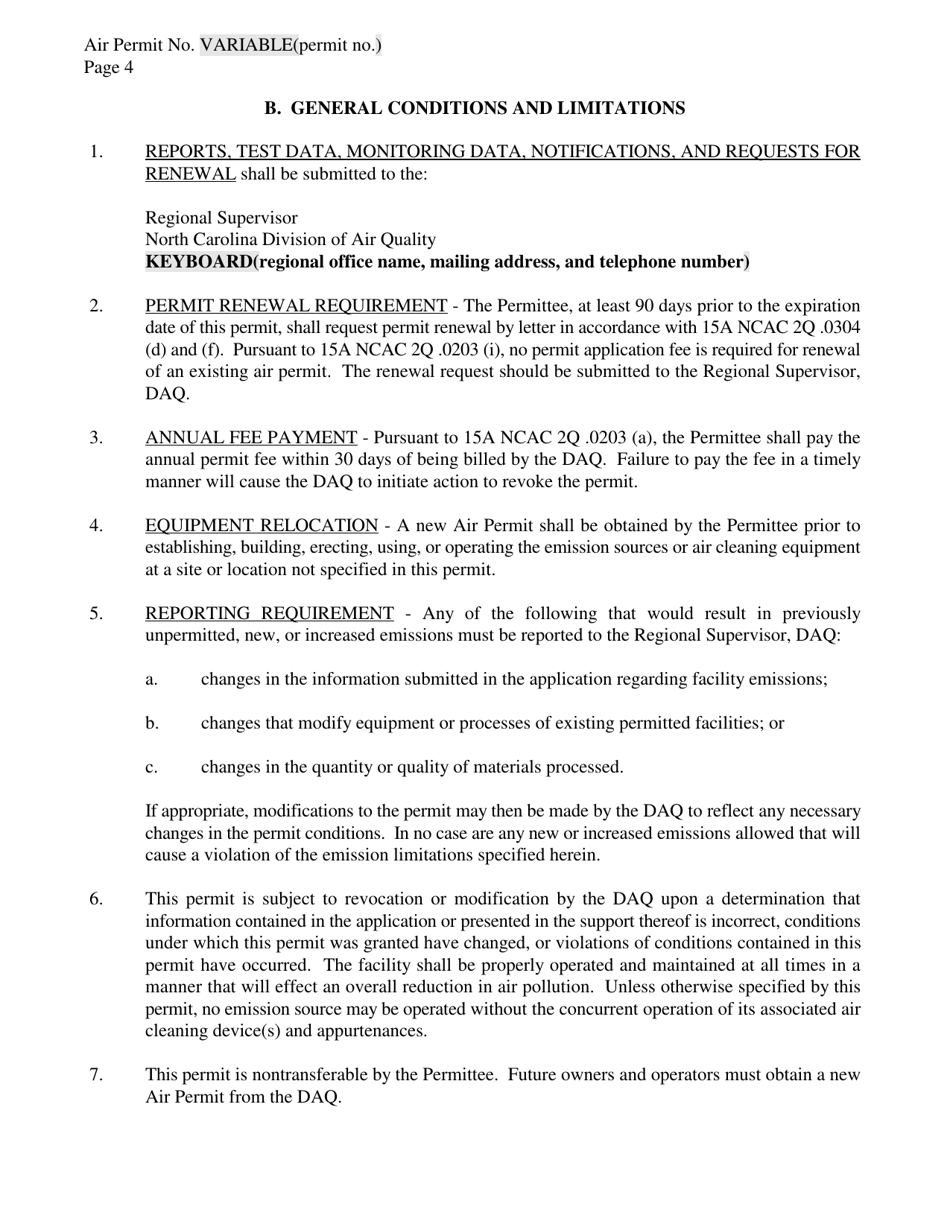 Sample Yarn Spinning Plant Permit - North Carolina, Page 6