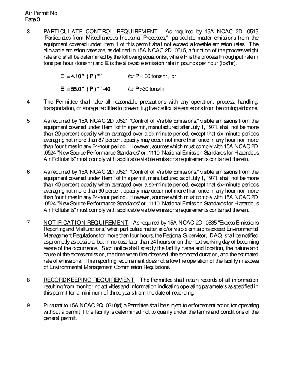 Sample Cotton Ginning Permit - North Carolina, Page 5