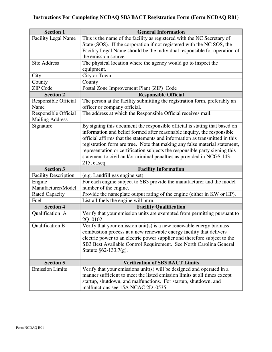 Form NCDAQ R01 Registration Form for Exempt Renewable Energy Facilities Under Sb3 - North Carolina, Page 2
