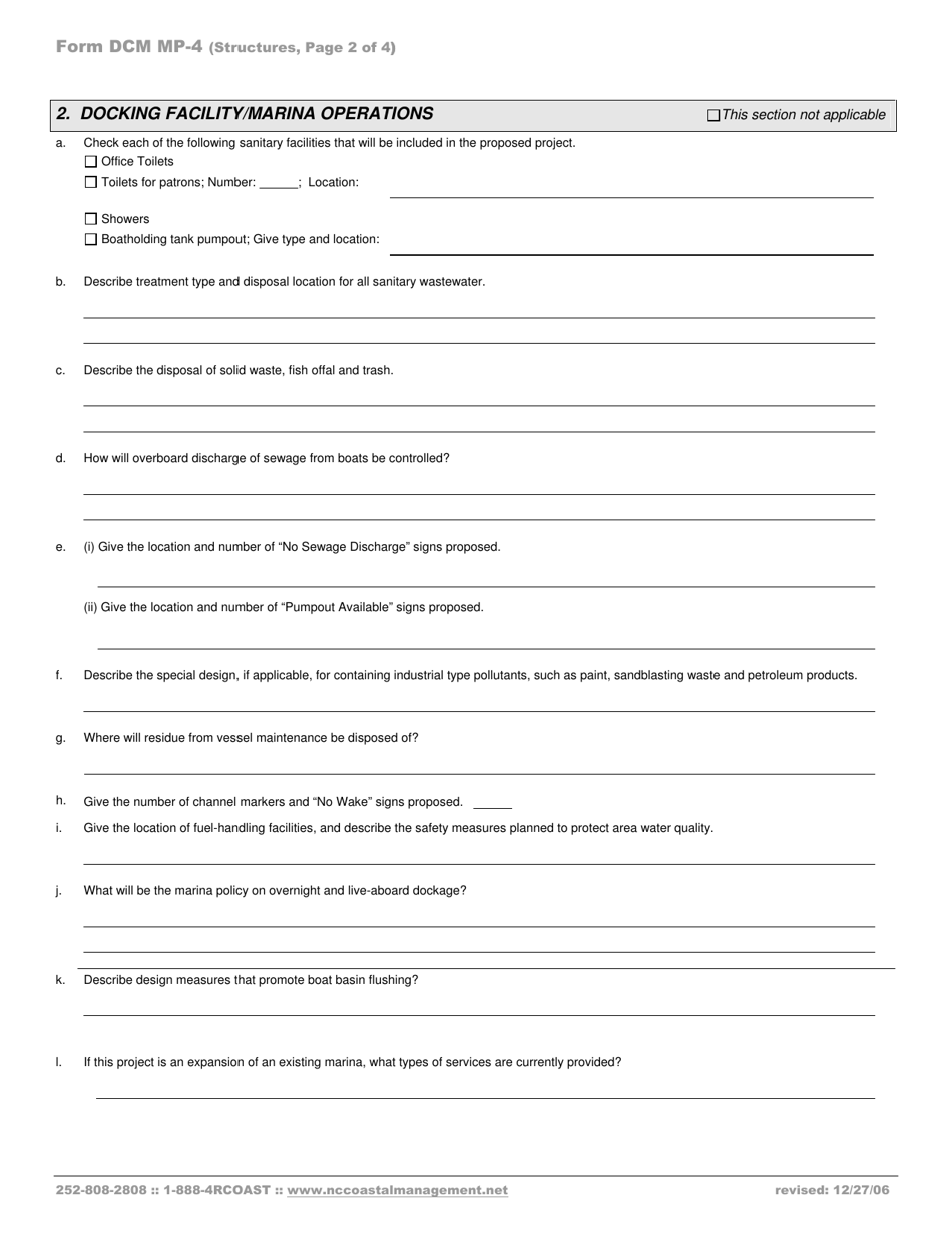 Form DCM MP-4 Structures (Construction Within Public Trust Areas) - North Carolina, Page 2