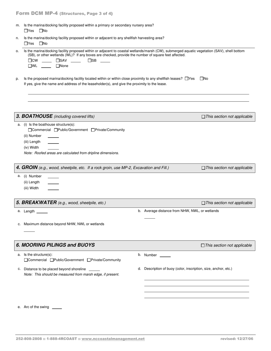 Form DCM MP-4 Structures (Construction Within Public Trust Areas) - North Carolina, Page 3