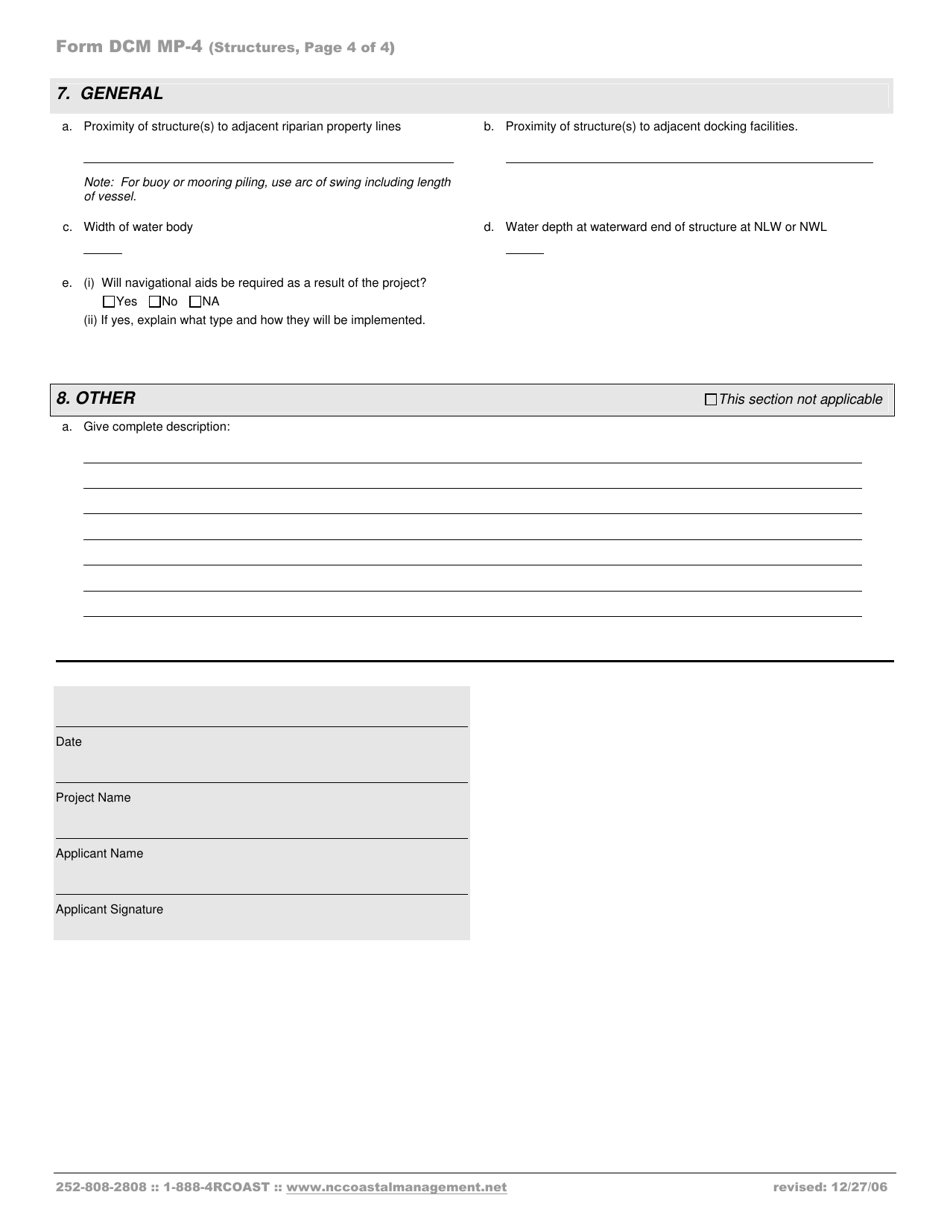 Form DCM MP-4 Structures (Construction Within Public Trust Areas) - North Carolina, Page 4
