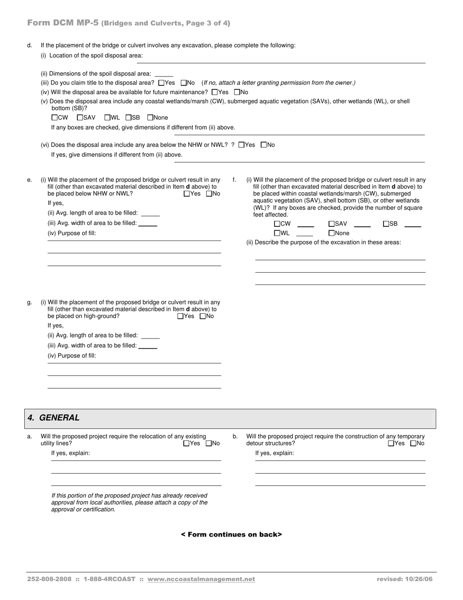Form DCM MP-5 Bridges and Culverts - North Carolina, Page 3