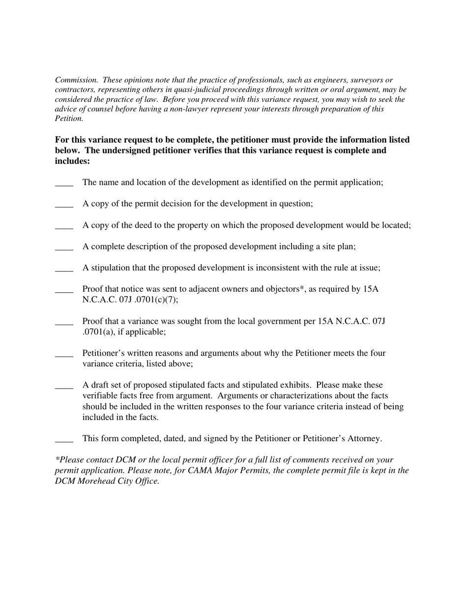 DCM Form 11 CAMA Variance Request Form - North Carolina, Page 2