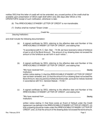 Irrevocable Standby Letter of Credit - North Carolina, Page 3