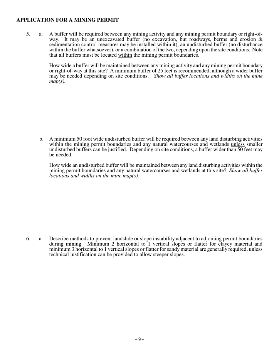 Mining Permit Application Form - North Carolina, Page 13