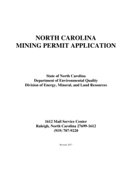 Mining Permit Application Form - North Carolina