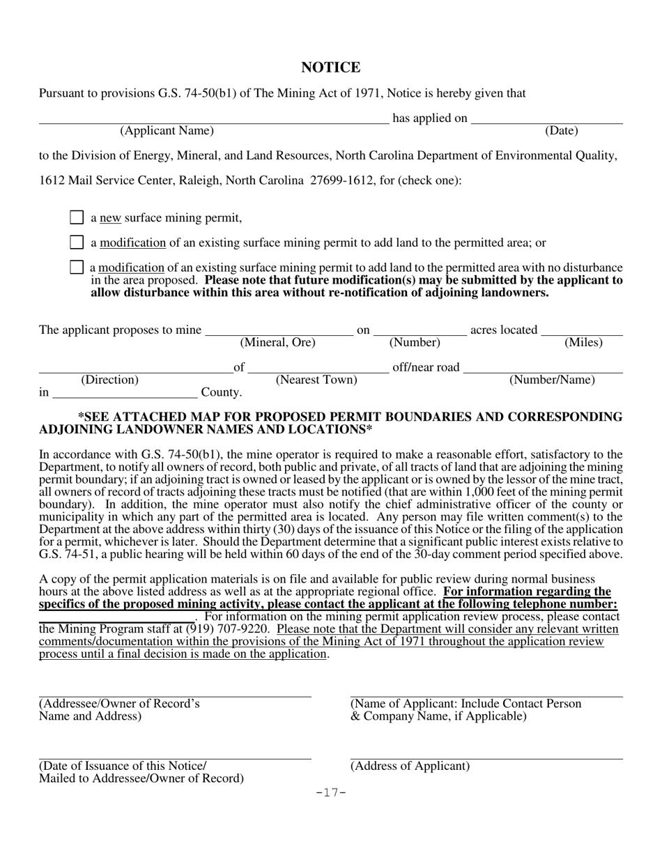 Mining Permit Application Form - North Carolina, Page 21