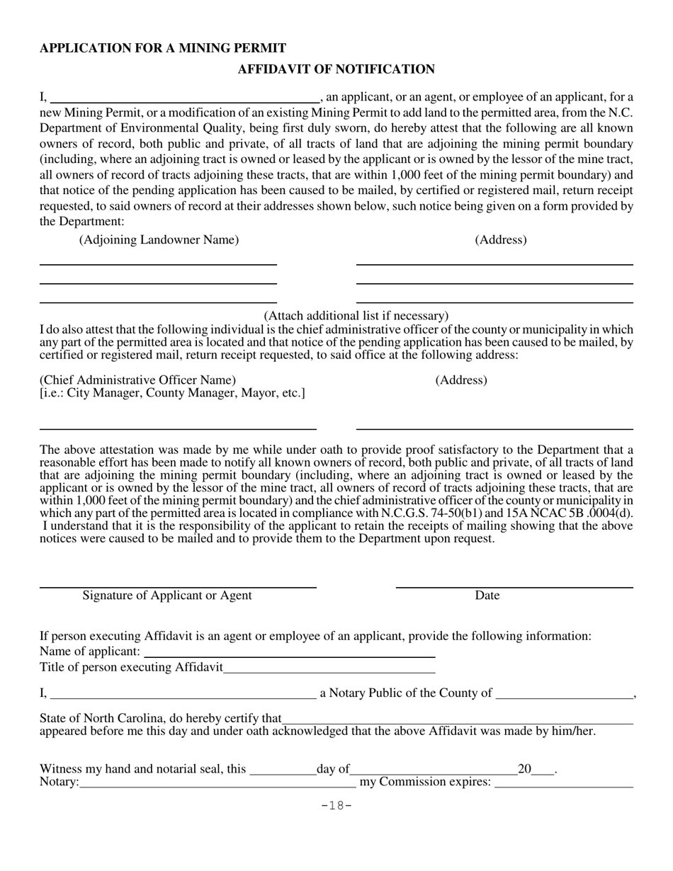 Mining Permit Application Form - North Carolina, Page 22
