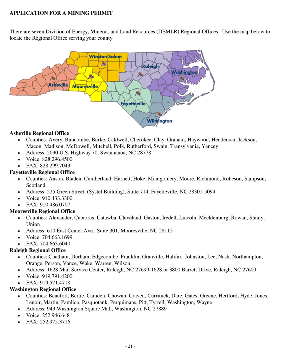 Mining Permit Application Form - North Carolina, Page 25