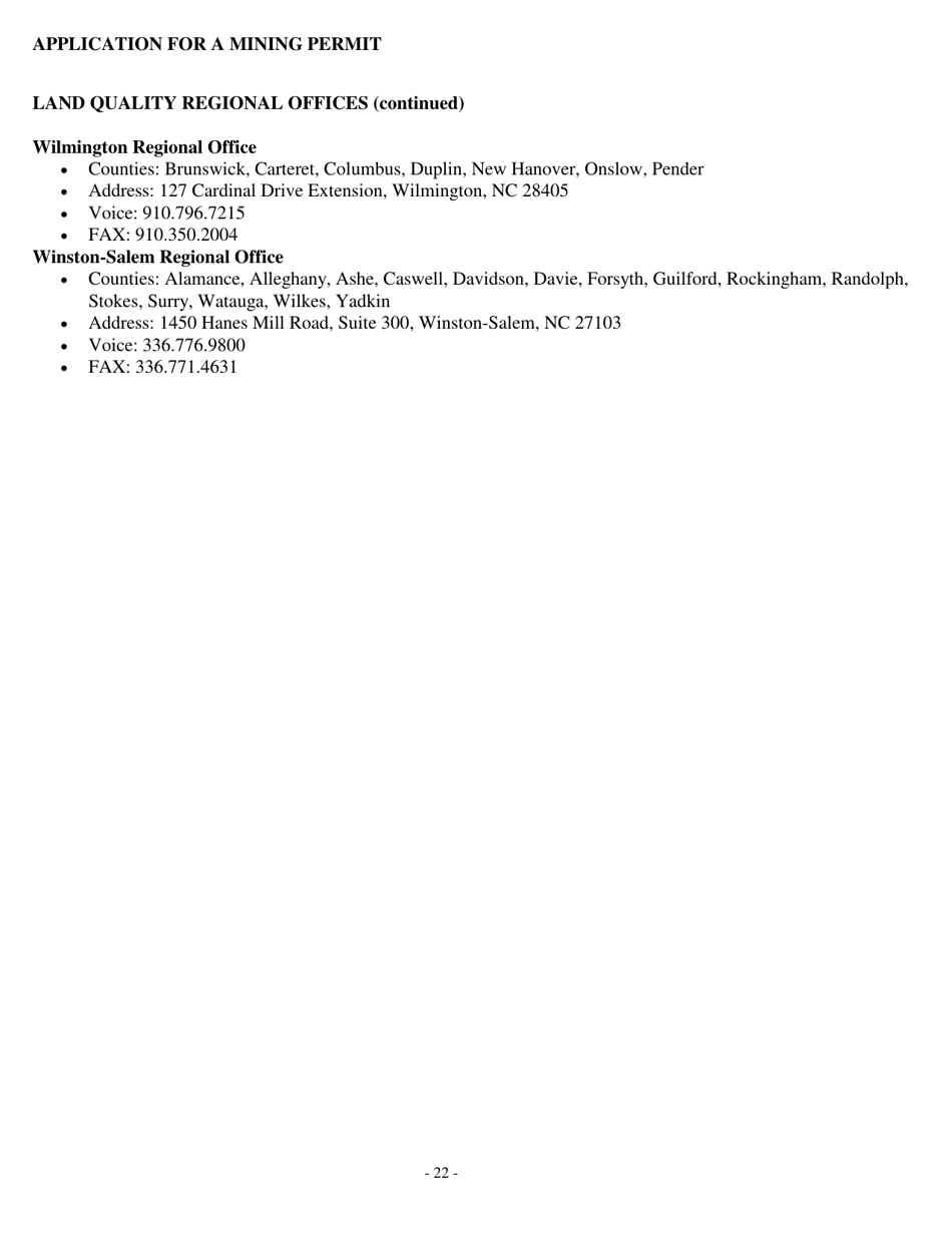 Mining Permit Application Form - North Carolina, Page 26