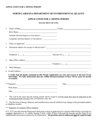 Mining Permit Application Form - North Carolina, Page 5