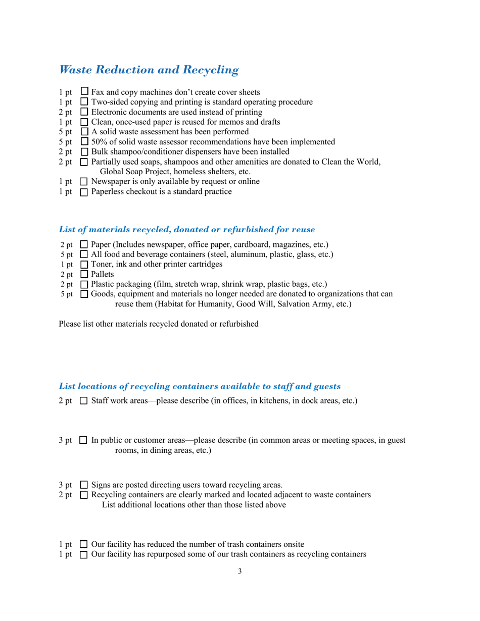 Hotel  Lodging Application Form - North Carolina Green Travel Program - North Carolina, Page 3