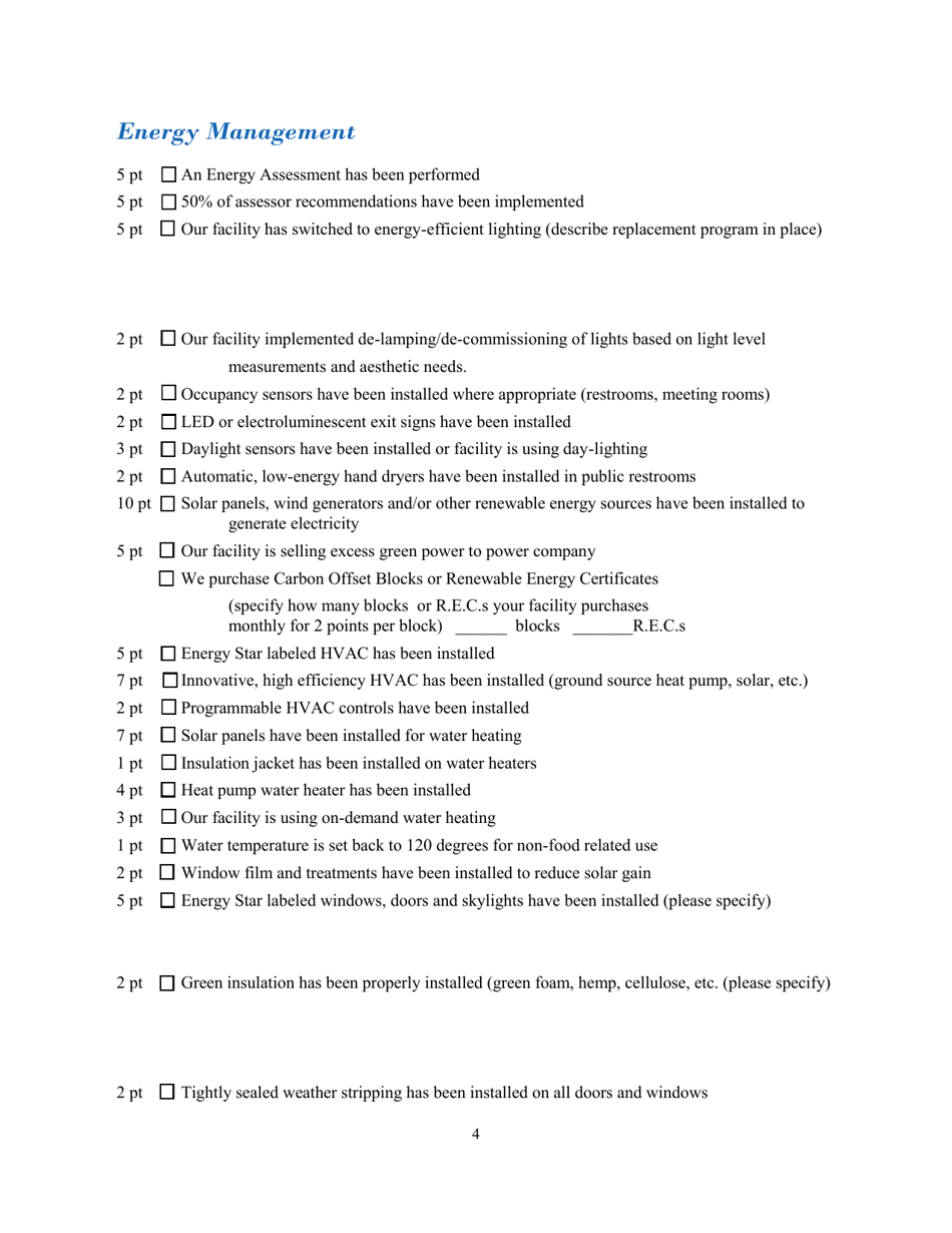 Hotel  Lodging Application Form - North Carolina Green Travel Program - North Carolina, Page 4