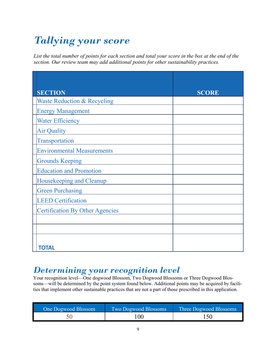 Hotel  Lodging Application Form - North Carolina Green Travel Program - North Carolina, Page 9
