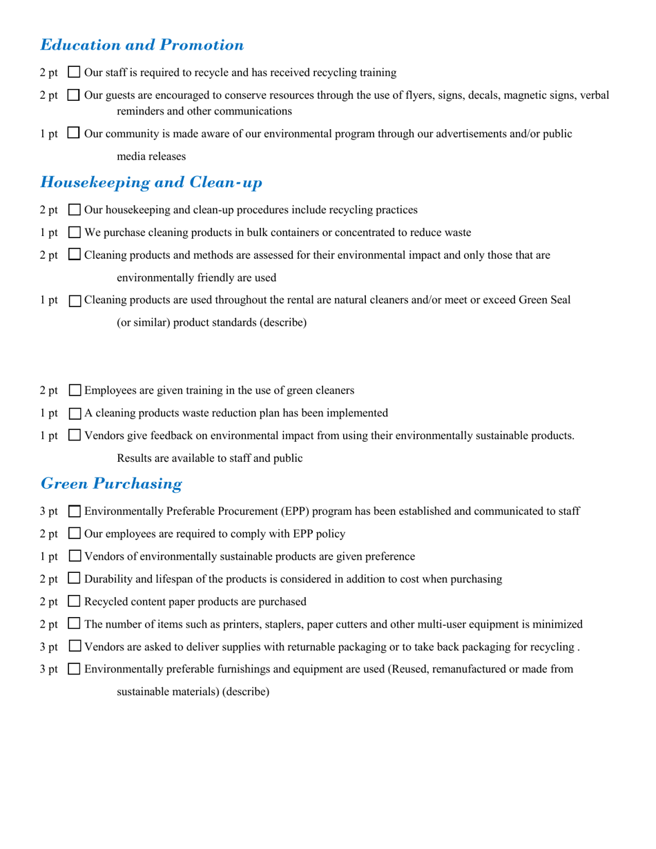 Vacation Rentals Application Form - North Carolina Green Travel Program - North Carolina, Page 6