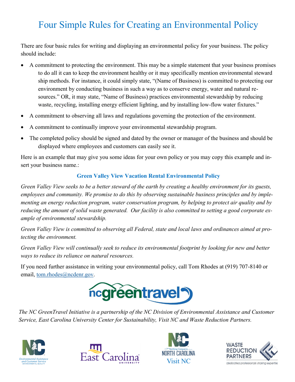 Vacation Rentals Application Form - North Carolina Green Travel Program - North Carolina, Page 9