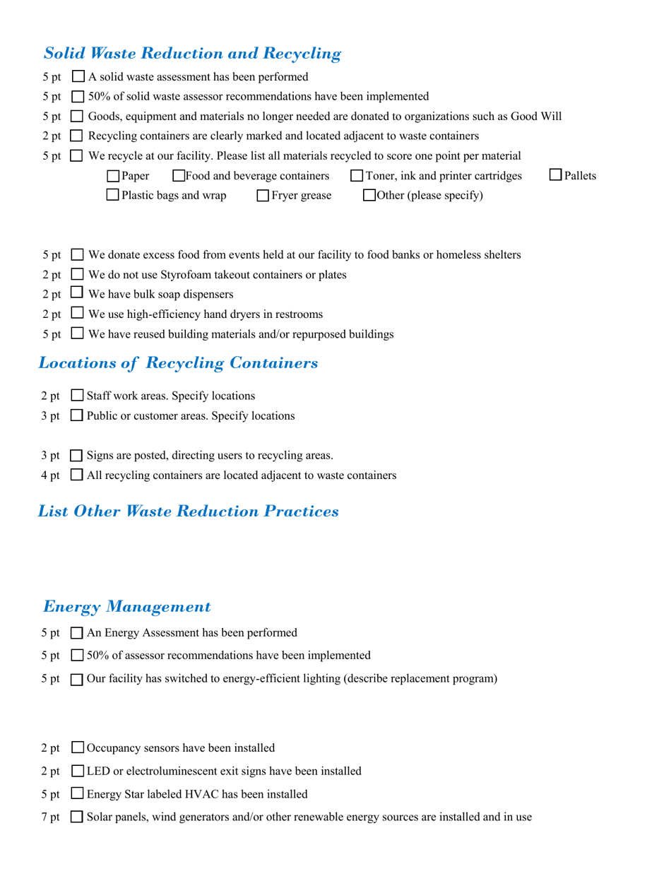 Sustainable Museums Application Form - North Carolina Green Travel Program - North Carolina, Page 3