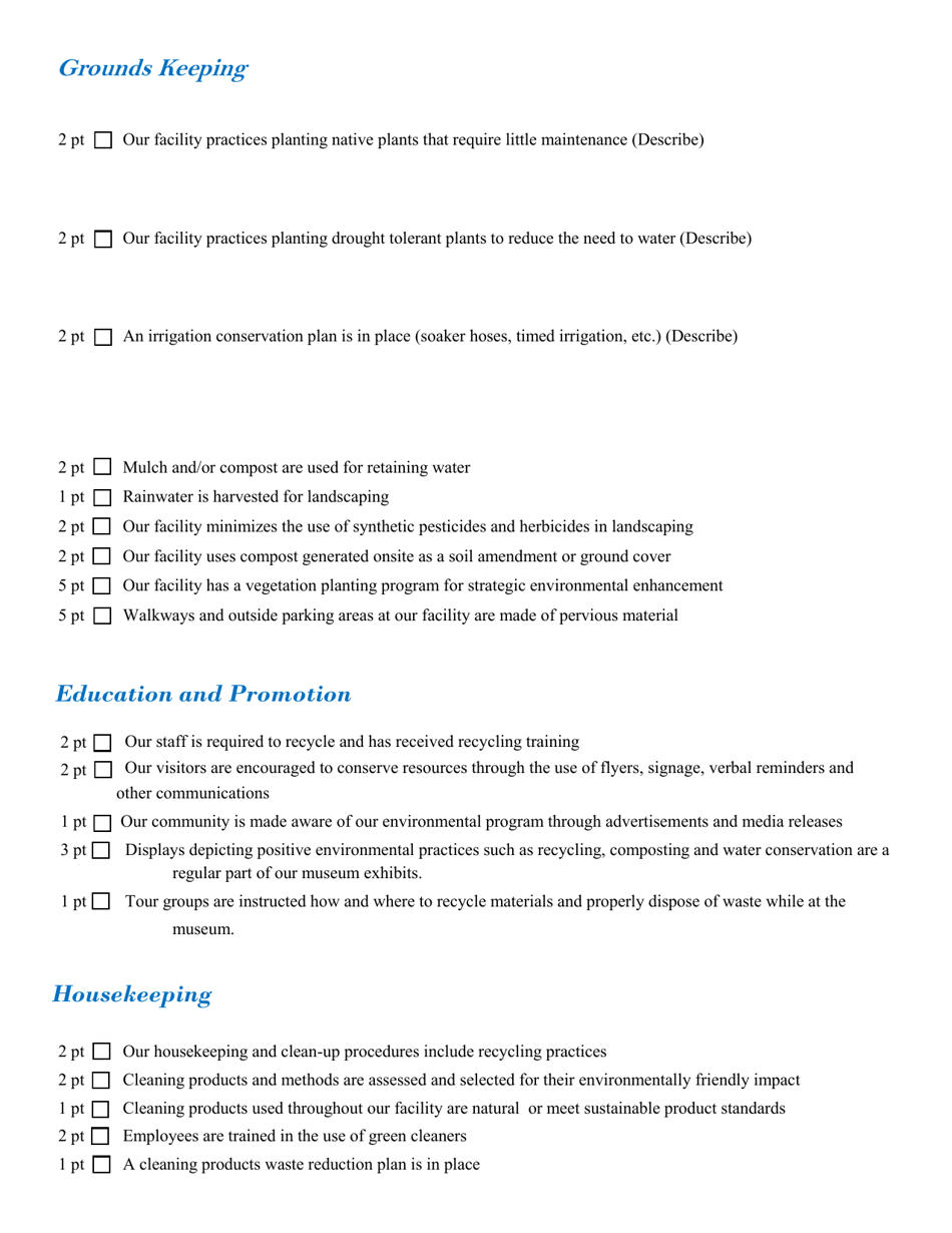 Sustainable Museums Application Form - North Carolina Green Travel Program - North Carolina, Page 5
