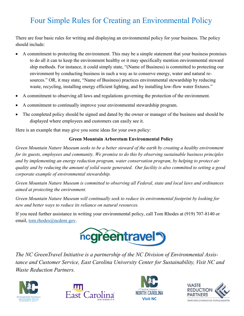 Sustainable Museums Application Form - North Carolina Green Travel Program - North Carolina, Page 8