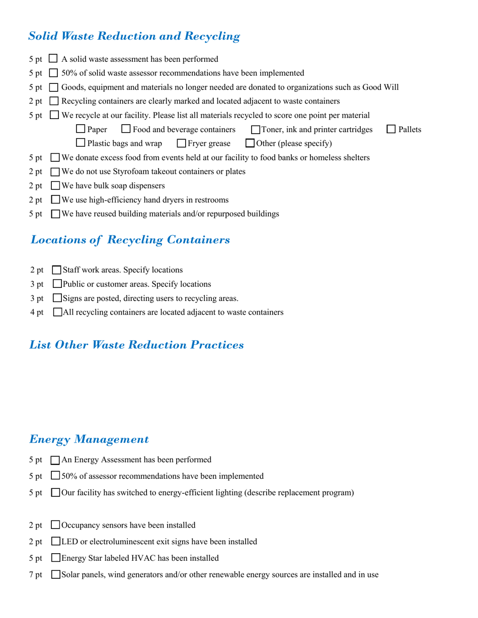 Sustainable Parks Application Form - North Carolina Green Travel Program - North Carolina, Page 3