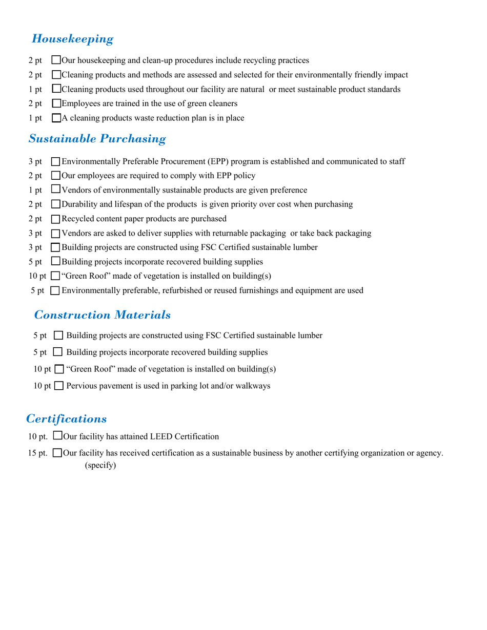 Sustainable Parks Application Form - North Carolina Green Travel Program - North Carolina, Page 6