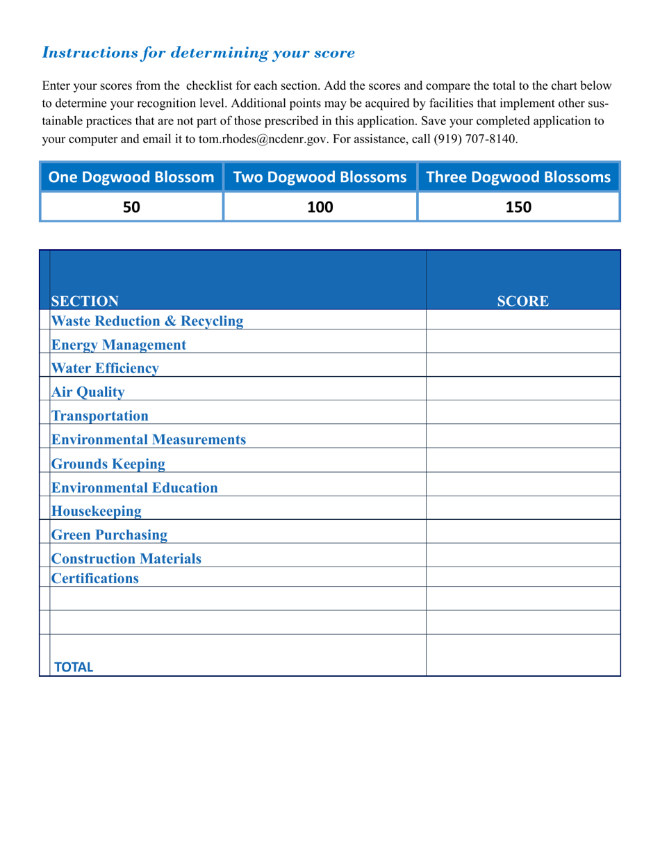 Sustainable Parks Application Form - North Carolina Green Travel Program - North Carolina, Page 7