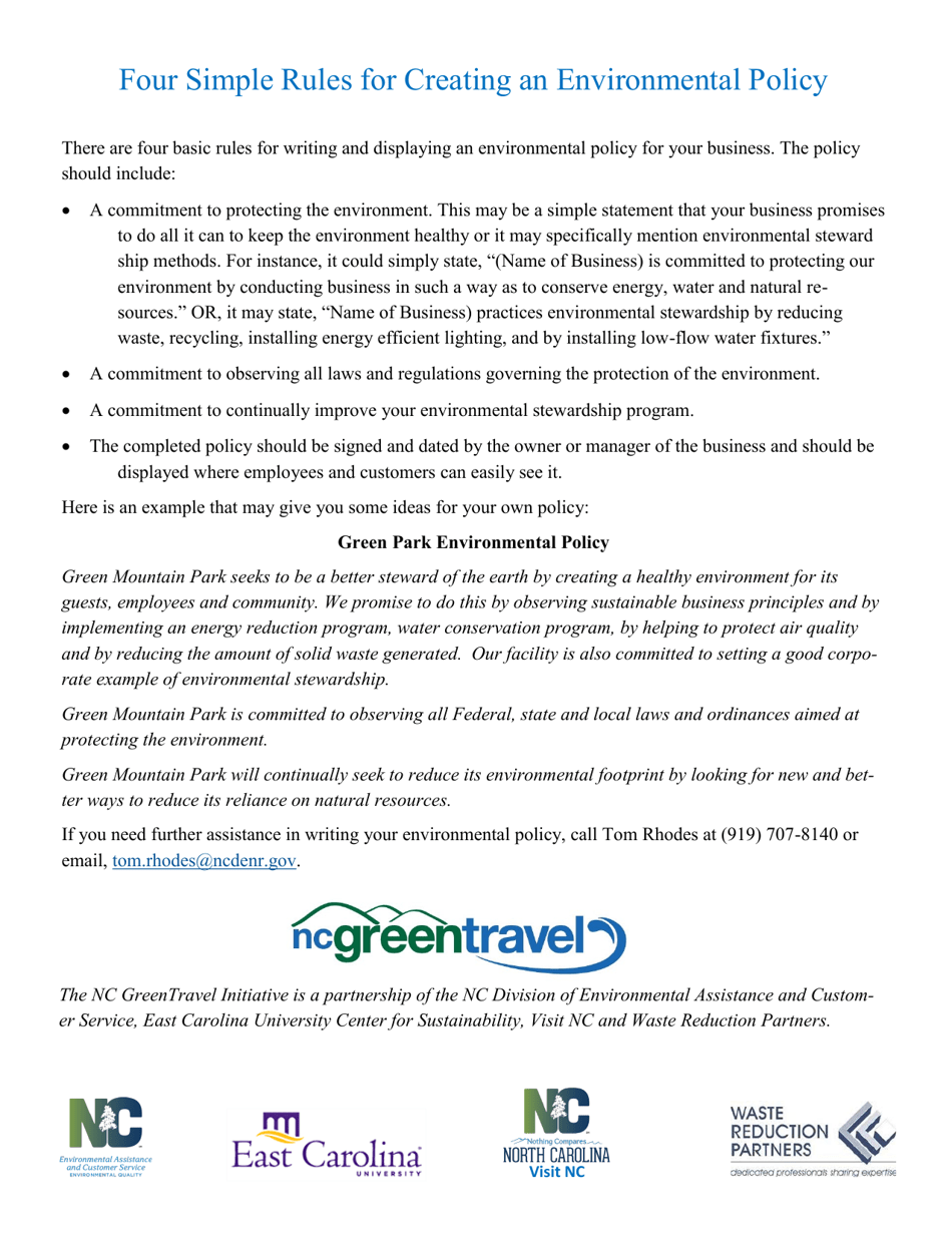Sustainable Parks Application Form - North Carolina Green Travel Program - North Carolina, Page 8