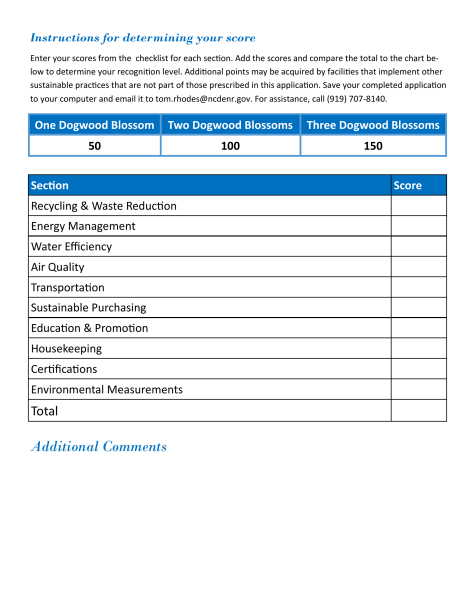 Attractions Application Form - North Carolina Green Travel Program - North Carolina, Page 6