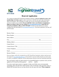 Renewal Application Form - North Carolina Green Travel Program - North Carolina
