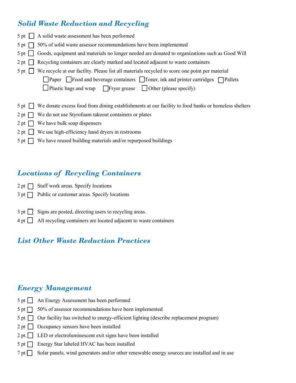 Airports, Terminals,  Depots Application Form - North Carolina Green Travel Program - North Carolina, Page 3