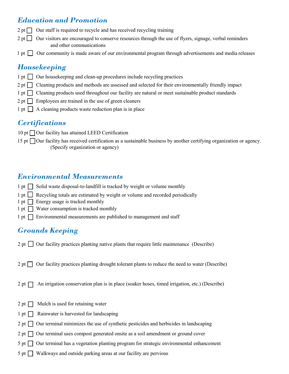Airports, Terminals,  Depots Application Form - North Carolina Green Travel Program - North Carolina, Page 5