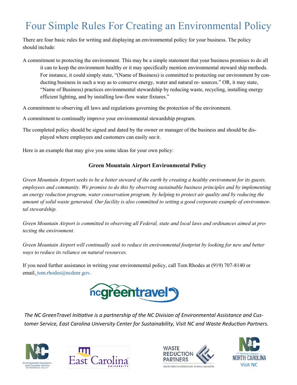 Airports, Terminals,  Depots Application Form - North Carolina Green Travel Program - North Carolina, Page 7