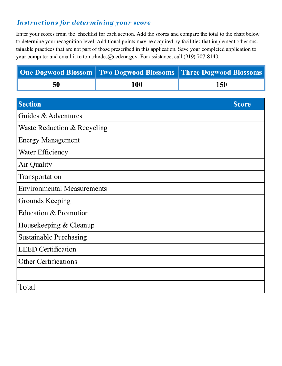 Nature Based Businesses Application Form - North Carolina Green Travel Program - North Carolina, Page 10