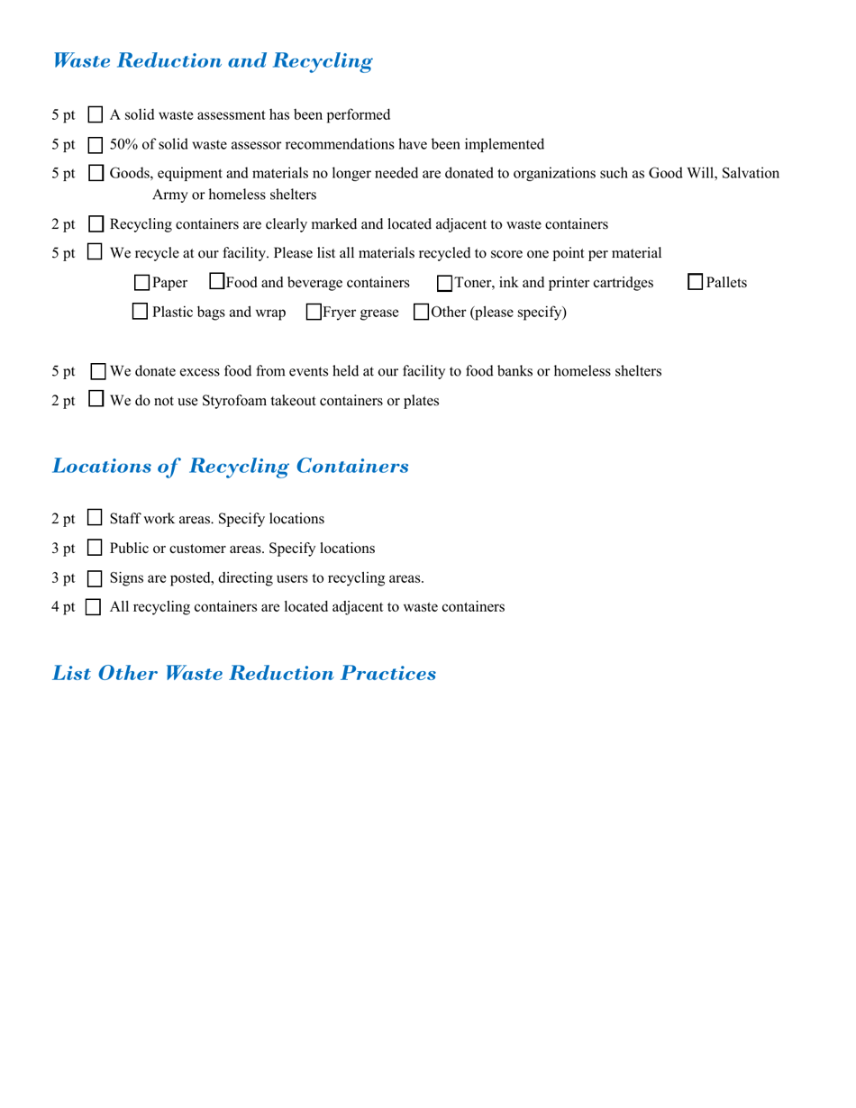 Event Venues and Convention Centers Application Form - North Carolina Green Travel Program - North Carolina, Page 3