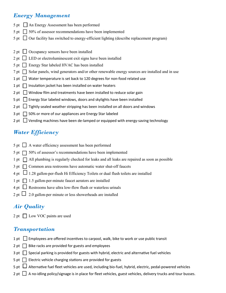Event Venues and Convention Centers Application Form - North Carolina Green Travel Program - North Carolina, Page 4