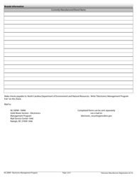 Registration Form for Television Manufacturers - North Carolina, Page 2