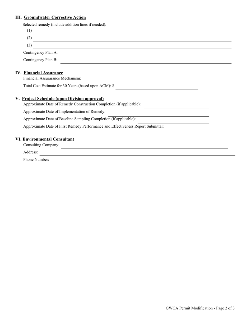 Solid Waste Groundwater Corrective Action Permit Modification Application - North Carolina, Page 2