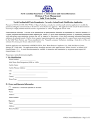 Document preview: Solid Waste Groundwater Corrective Action Permit Modification Application - North Carolina