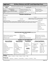 Form UST-61 24-hour Release and Ust Leak Reporting Form - North Carolina